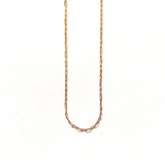 14k Solid Gold paperclip necklace | 1.5 mm paperclip chain | 16 inches long | - Picture 4 of 10